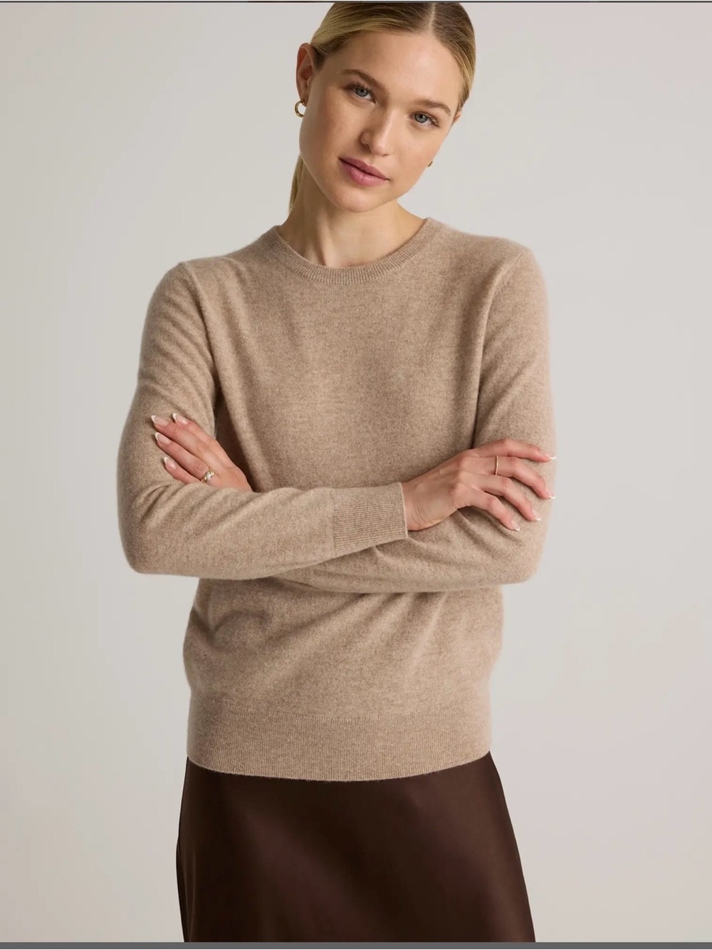 Quince 100% Cashmere Sweater Small Oatmeal Crewneck Long Sleeve Knit